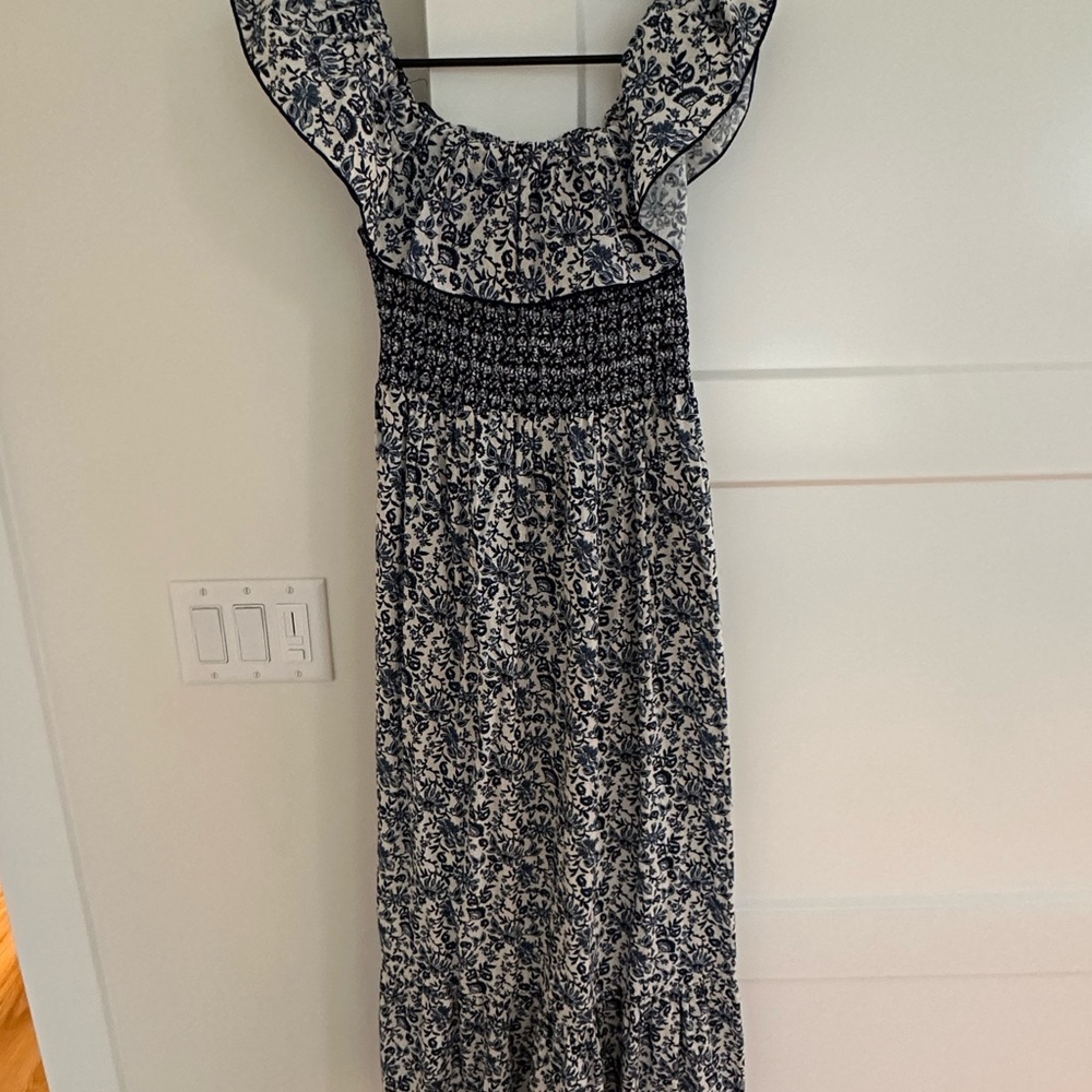 Zara Navy and White Floral Maxi Dress